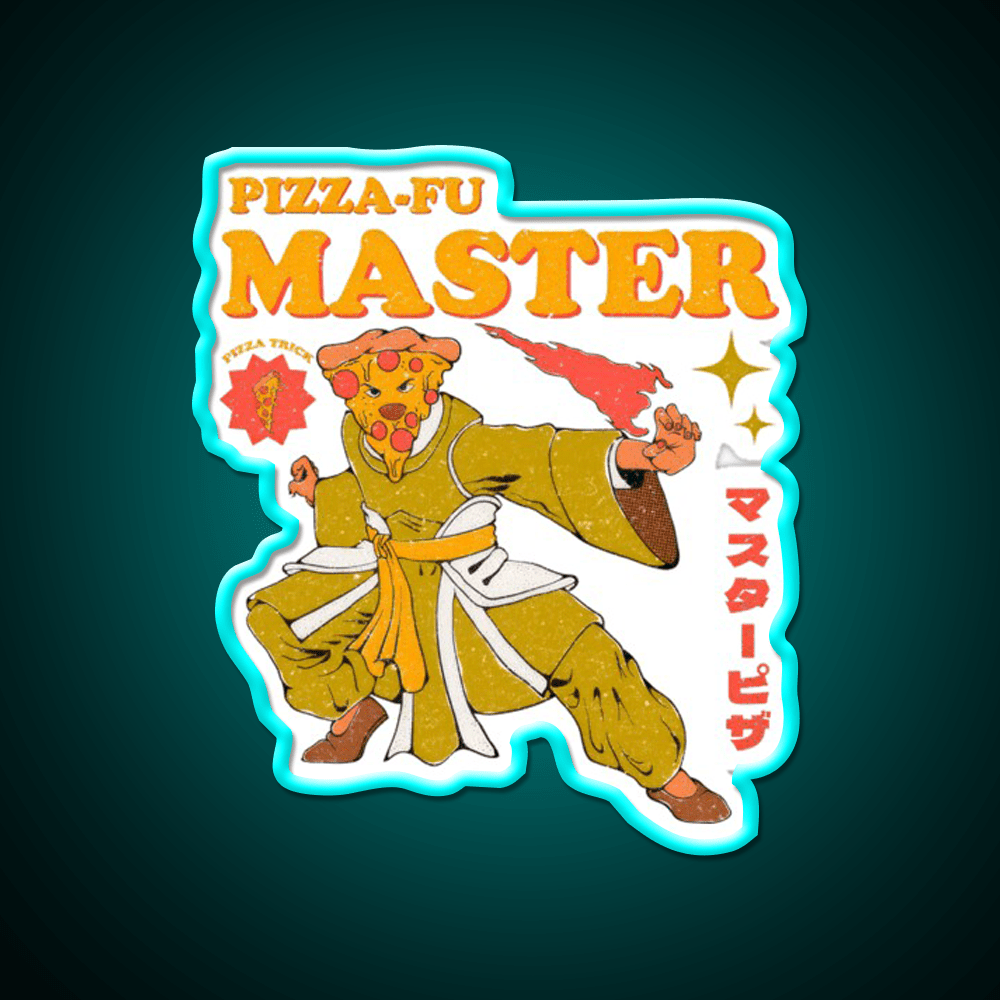 Pizza Fu Master Funny Pizza Led Neon Sign Chinese Food Rgb Color - Shineneon