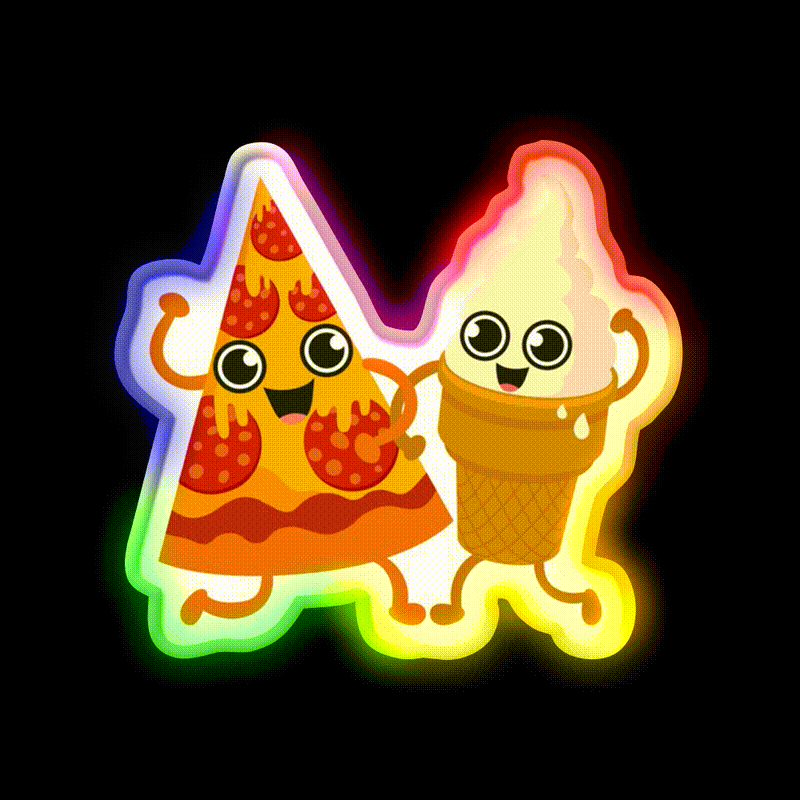 Pizza Ice Cream Fast Food Led Neon Sign For Burger Place Rgb Color