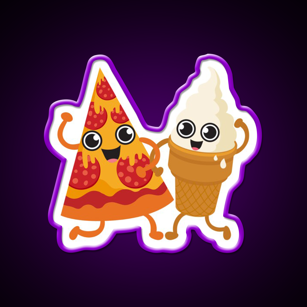 Pizza Ice Cream Fast Food Led Neon Sign For Burger Place Rgb Color