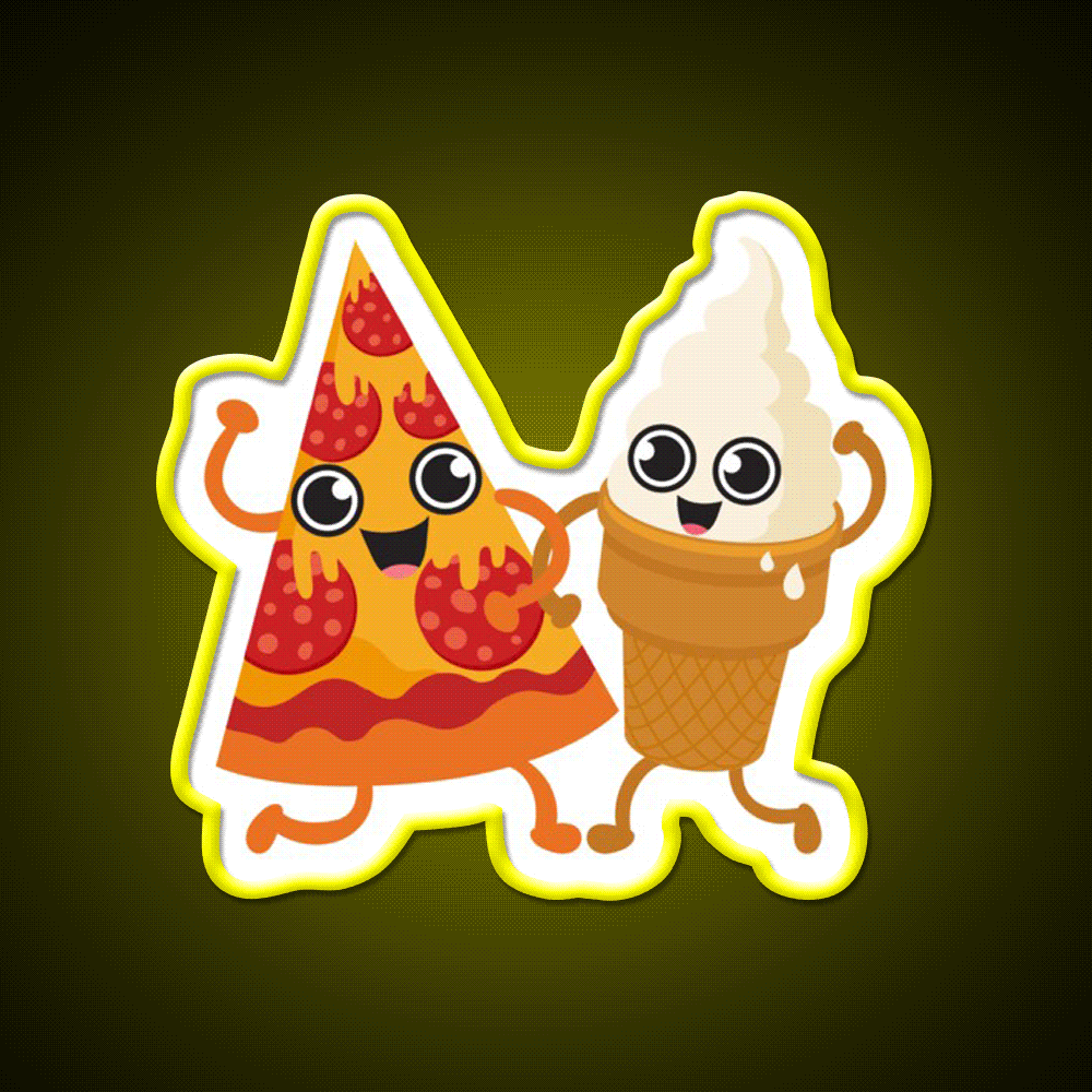 Pizza Ice Cream Fast Food Led Neon Sign For Burger Place Rgb Color