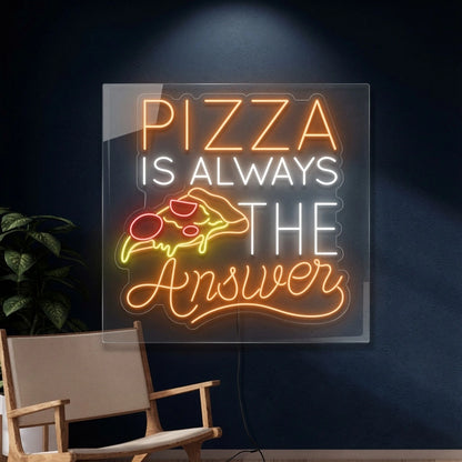 Pizza Is Always The Answer Wall Decor LED Neon Sign - 01 Original Product Image