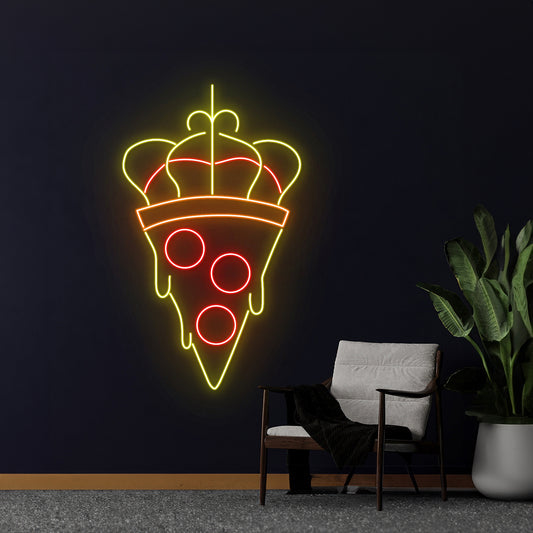 Pizza King Crown Neon Sign