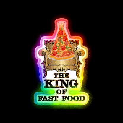Pizza King Of Junk Food Throne Fast Food Led Neon Sign For Burger Place Rgb Color