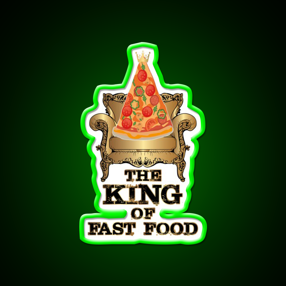 Pizza King Of Junk Food Throne Fast Food Led Neon Sign For Burger Place Rgb Color