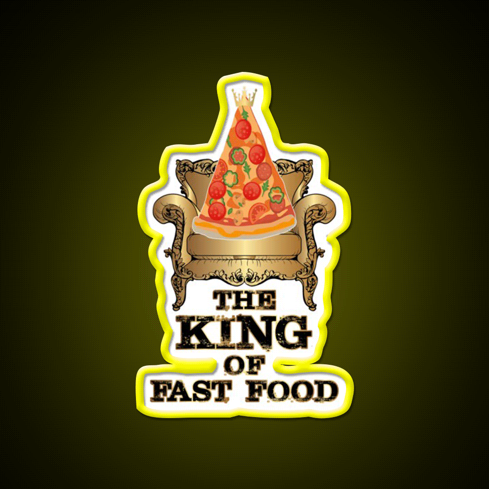 Pizza King Of Junk Food Throne Fast Food Led Neon Sign For Burger Place Rgb Color