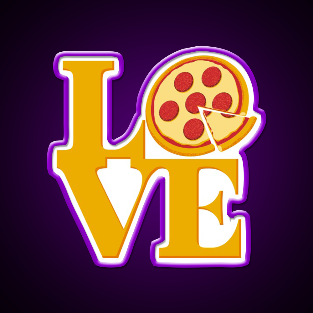 Pizza Love Fast Food Led Neon Sign For Burger Place Rgb Color