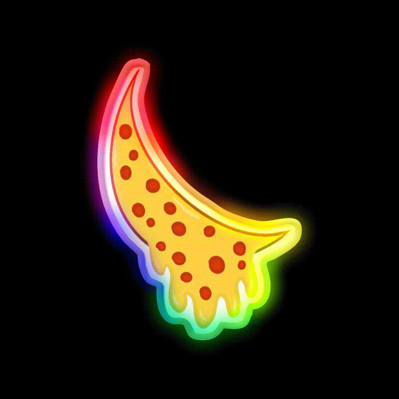 Pizza Moon Snack Food Led Neon Sign Rgb Color - LED neon sign close-up detail