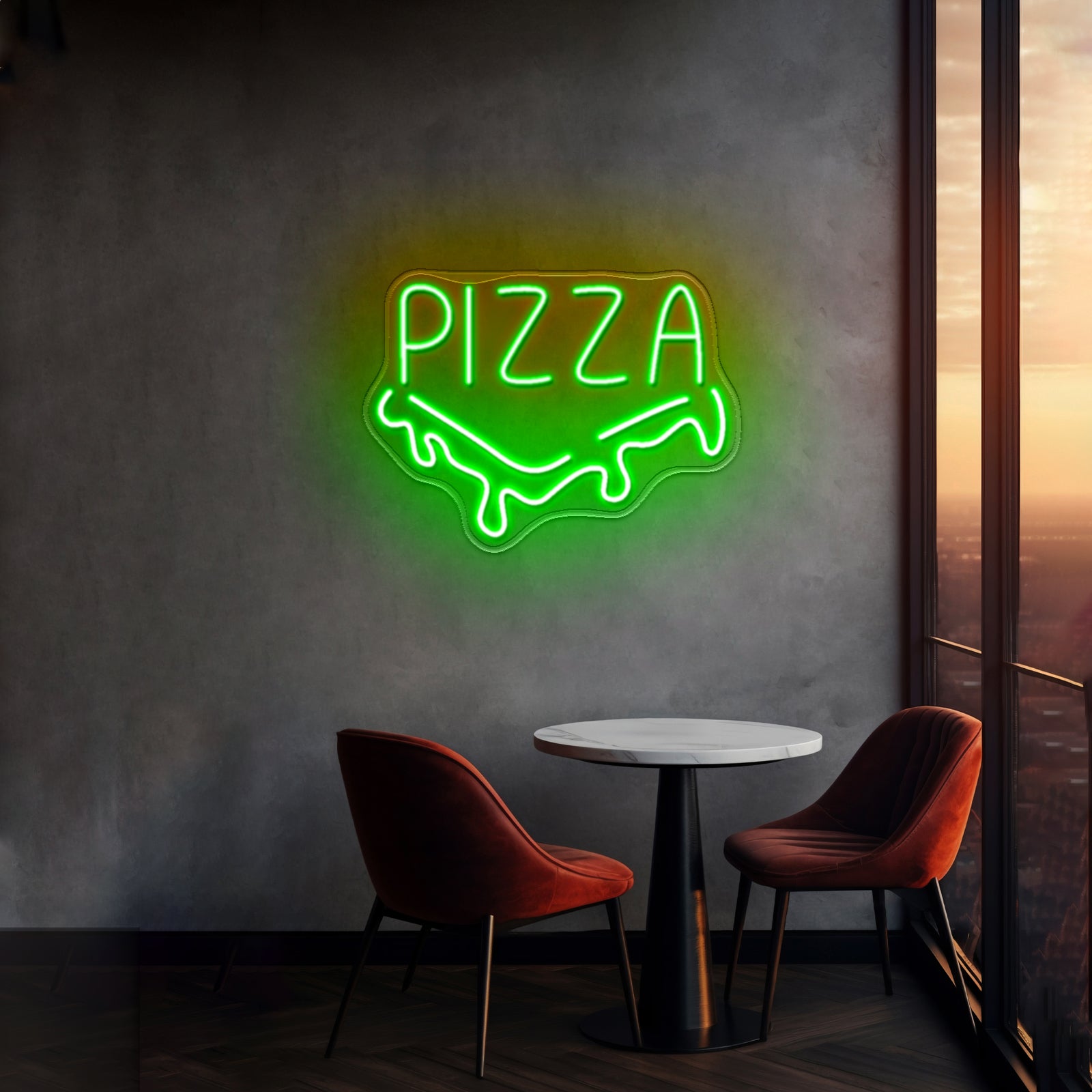 Pizza Slice Neon Acrylic Artwork