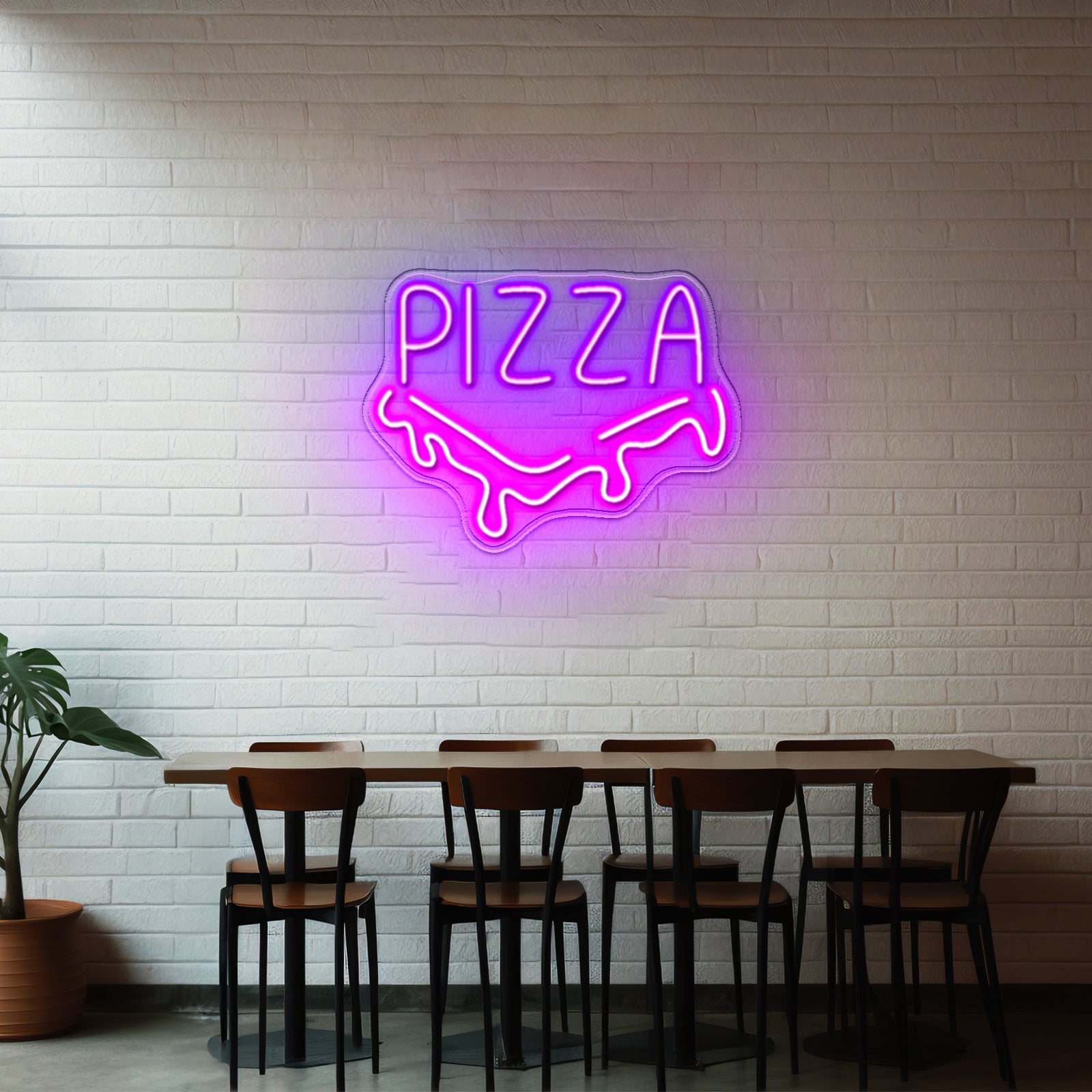 Pizza Slice Neon Acrylic Artwork
