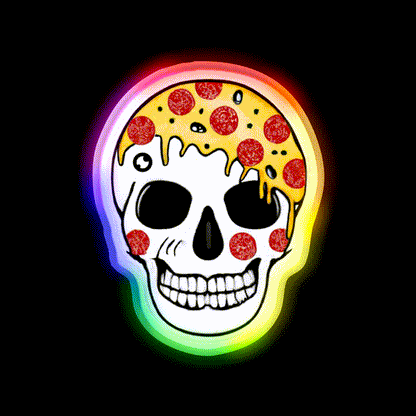 Pizza Or Death Snack Food Led Neon Sign Rgb Color - LED neon sign close-up detail