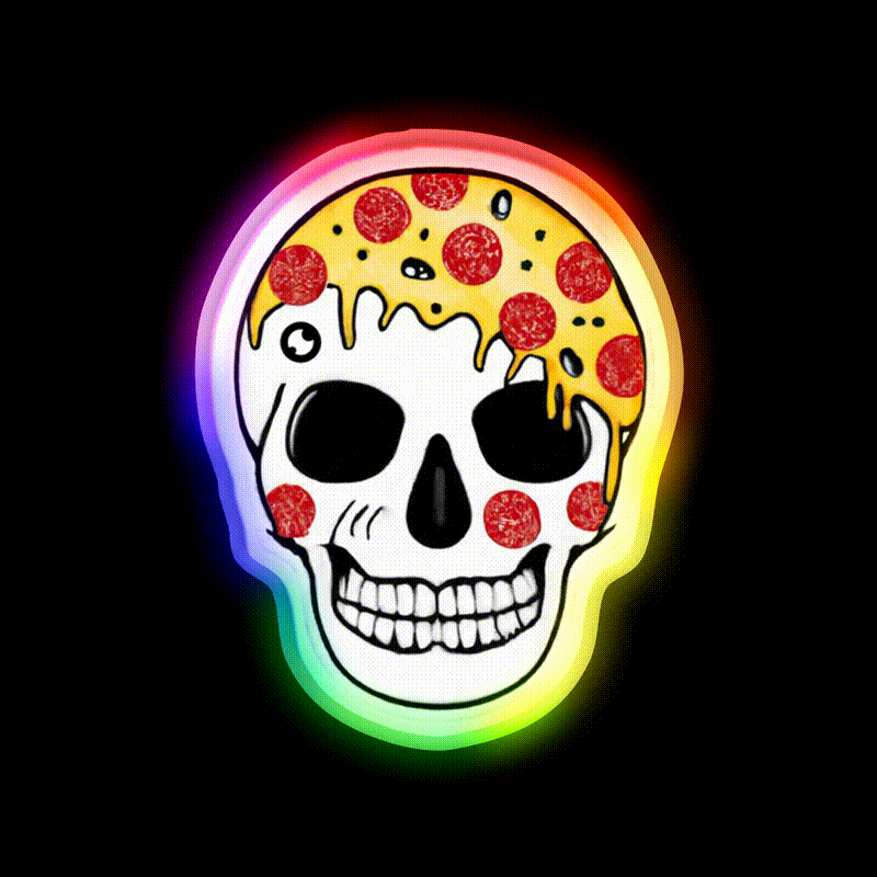 Pizza Or Death Snack Food Led Neon Sign Rgb Color - LED neon sign close-up detail