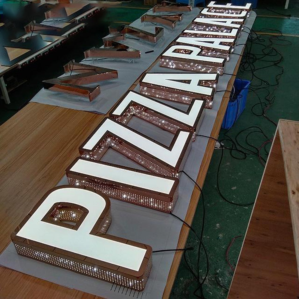 Pizza Palace 3D Front And Back Lit Letters Metal Led Sign