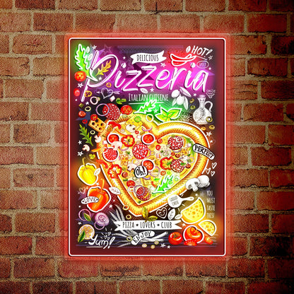 Pizza Poster Italian Cuisine Menu Acrylic Led Sign | Shineneon