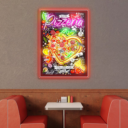 Pizza Poster Italian Cuisine Menu Acrylic Led Sign | Shineneon