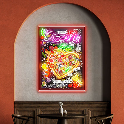 Pizza Poster Italian Cuisine Menu Acrylic Led Sign | Shineneon