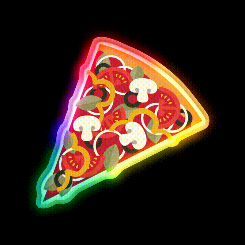 Pizza Power Vegetarian Version Fast Food Led Neon Sign For Burger Place Rgb Color - LED neon sign close-up detail