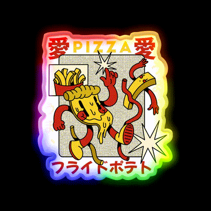 Pizza Retro Cartoon Fast Food Led Neon Sign For Burger Place Rgb Color - LED neon sign close-up detail