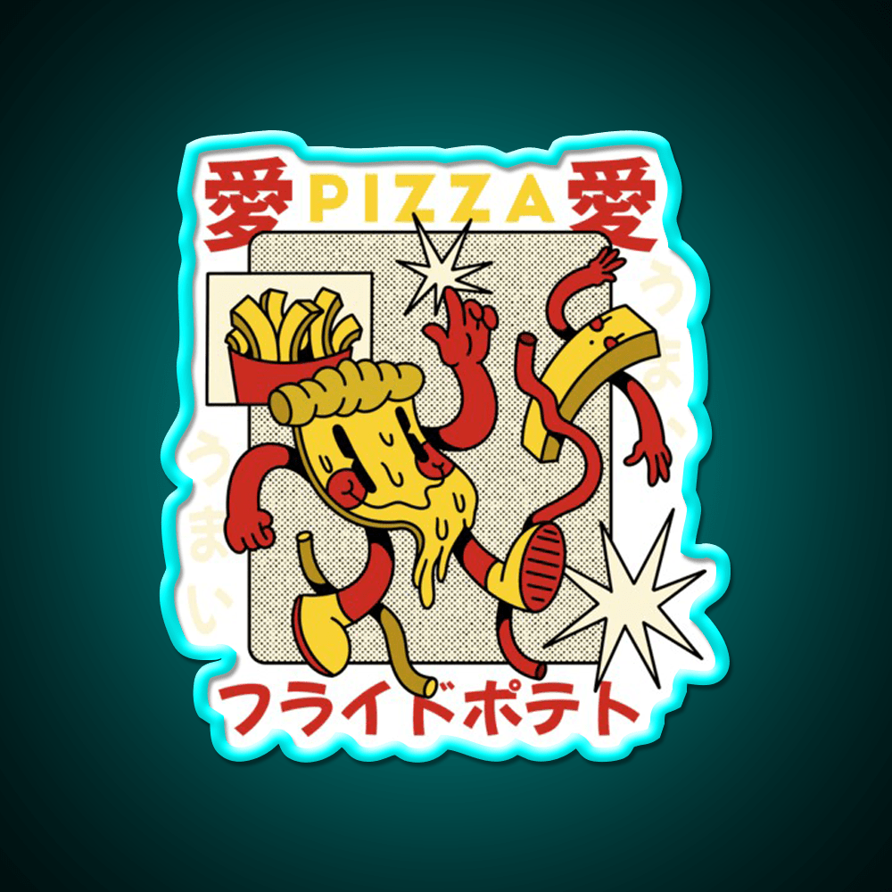 Pizza Retro Cartoon Fast Food Led Neon Sign For Burger Place Rgb Color - Shineneon