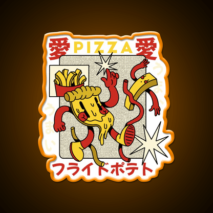 Pizza Retro Cartoon Fast Food Led Neon Sign For Burger Place Rgb Color - Shineneon