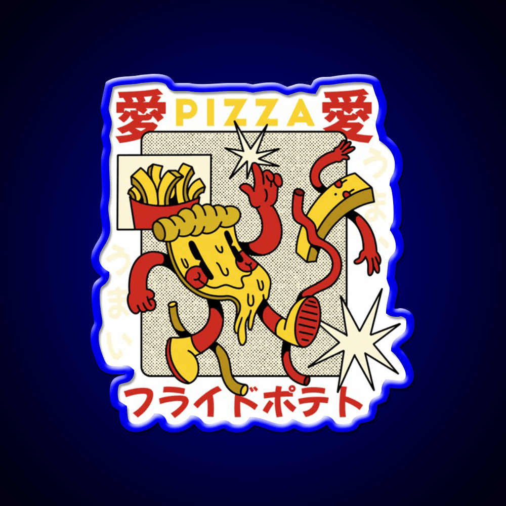 Pizza Retro Cartoon Fast Food Led Neon Sign For Burger Place Rgb Color - Shineneon