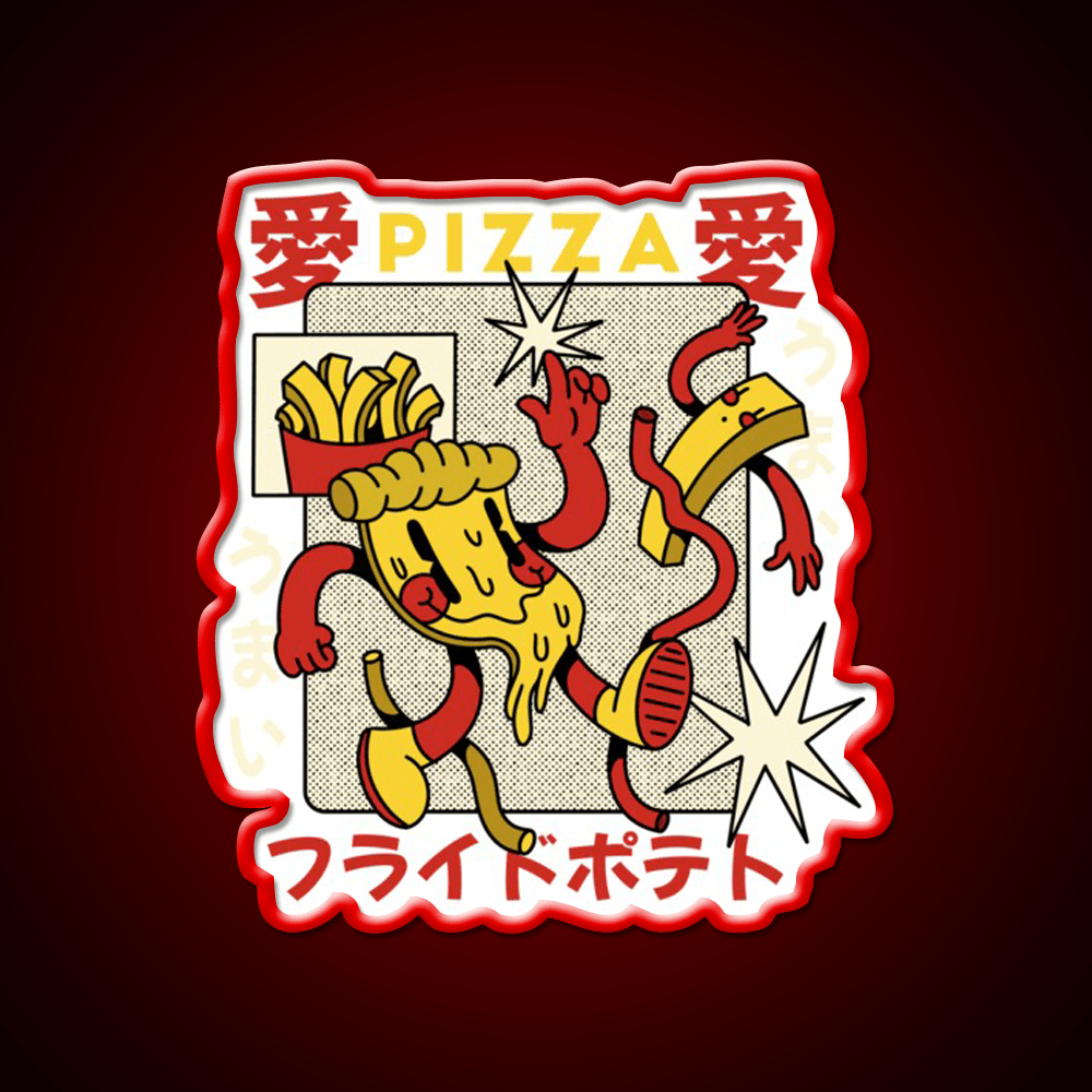 Pizza Retro Cartoon Fast Food Led Neon Sign For Burger Place Rgb Color - Shineneon