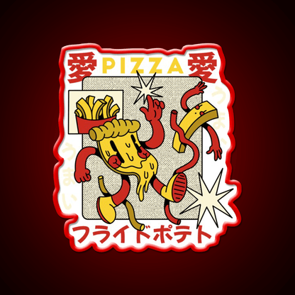 Pizza Retro Cartoon Fast Food Led Neon Sign For Burger Place Rgb Color - Shineneon
