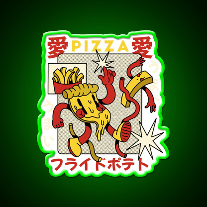 Pizza Retro Cartoon Fast Food Led Neon Sign For Burger Place Rgb Color - Shineneon