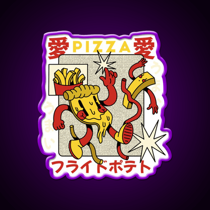 Pizza Retro Cartoon Fast Food Led Neon Sign For Burger Place Rgb Color - Shineneon