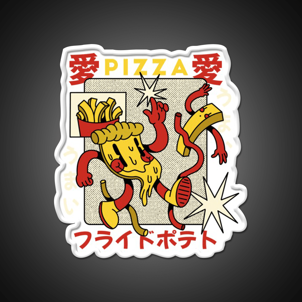 Pizza Retro Cartoon Fast Food Led Neon Sign For Burger Place Rgb Color - Shineneon
