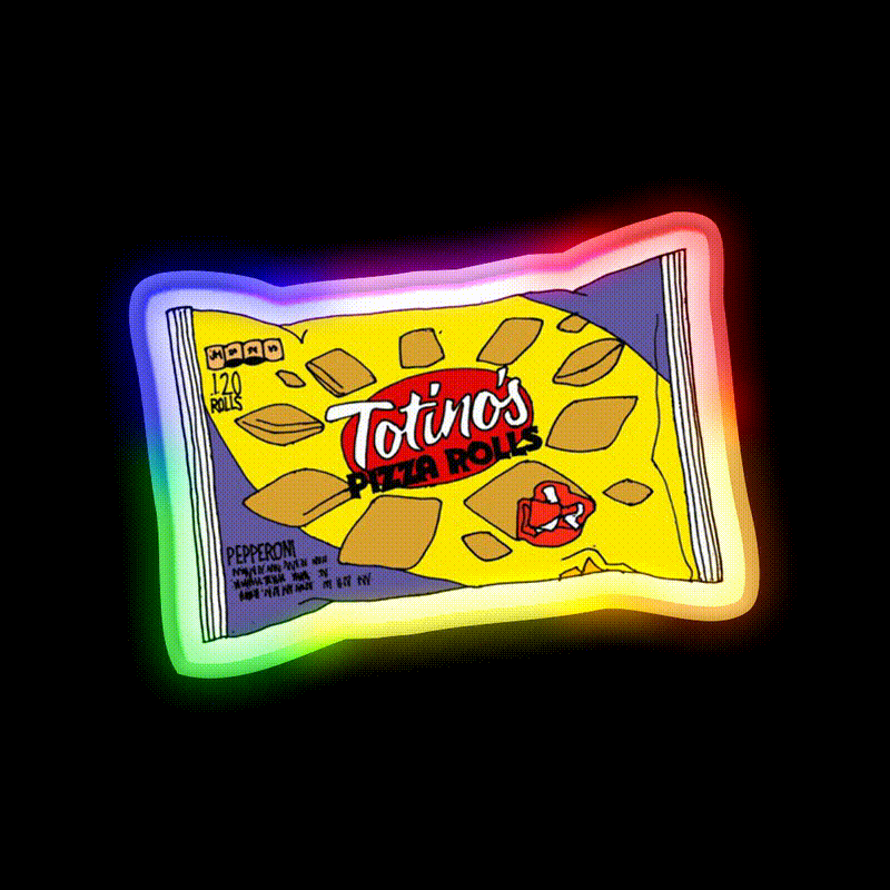 Pizza Rolls Snack Food Led Neon Sign Rgb Color - LED neon sign close-up detail