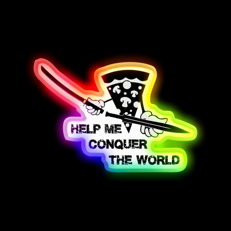 Pizza Samurai Fast Food Led Neon Sign For Burger Place Rgb Color - LED neon sign close-up detail