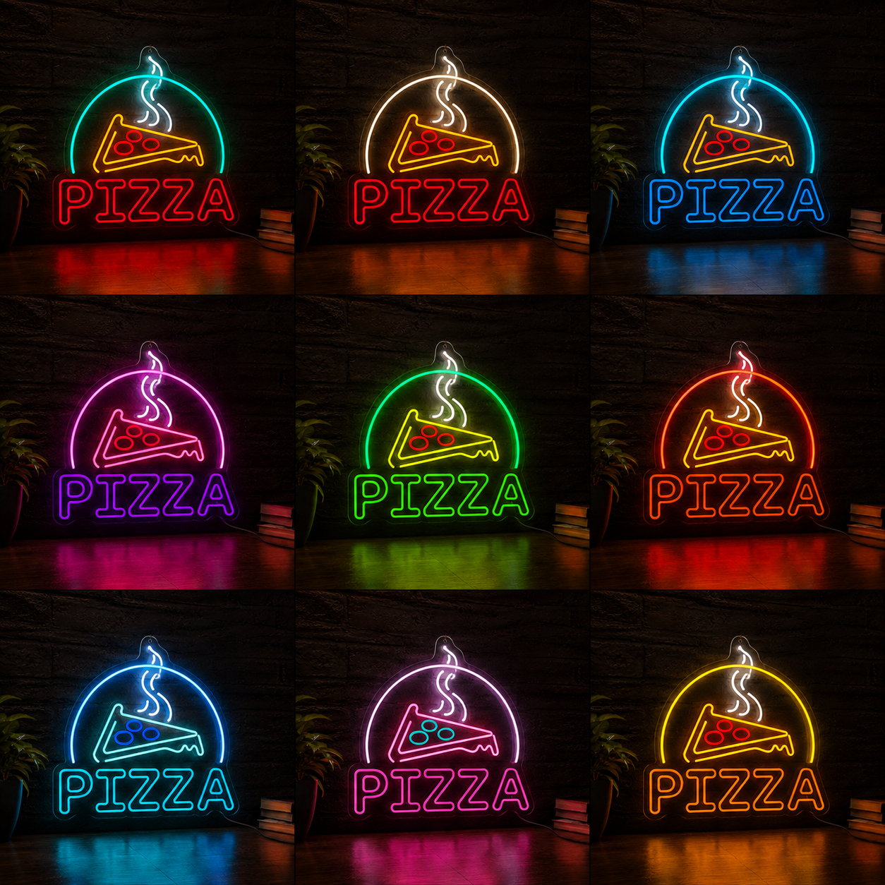 Pizza Shop Wall Decor LED Neon Sign - 05 Color Grid