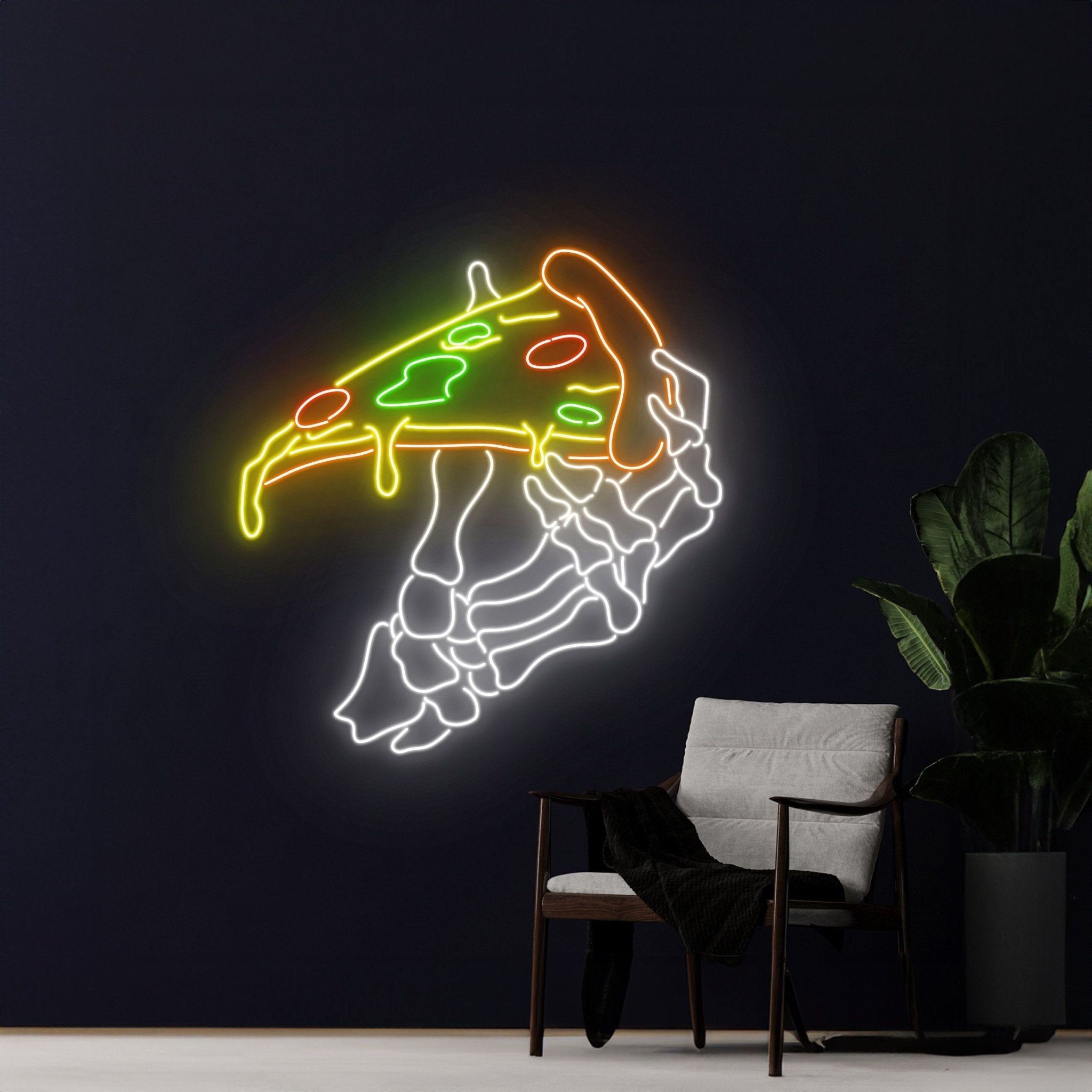 Pizza Skeleton Hand Neon Sign - Shineneon