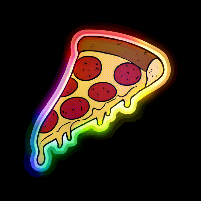 Pizza Slice Fast Food Led Neon Sign For Burger Place Wall Art Rgb Color - LED neon sign close-up detail