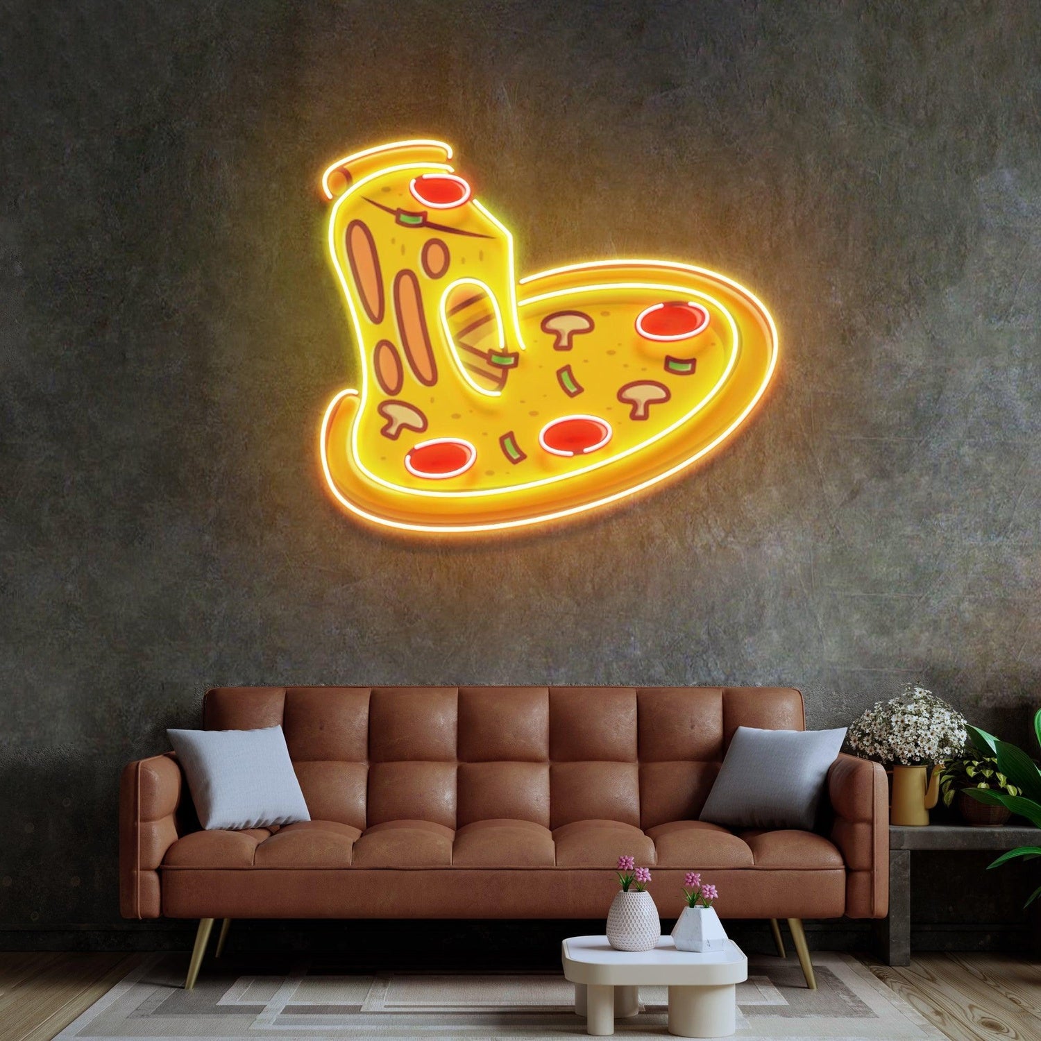 Pizza Slice Multicolor Uv Printed Led Neon Sign For Home And Restaurant Decor | Shineneon