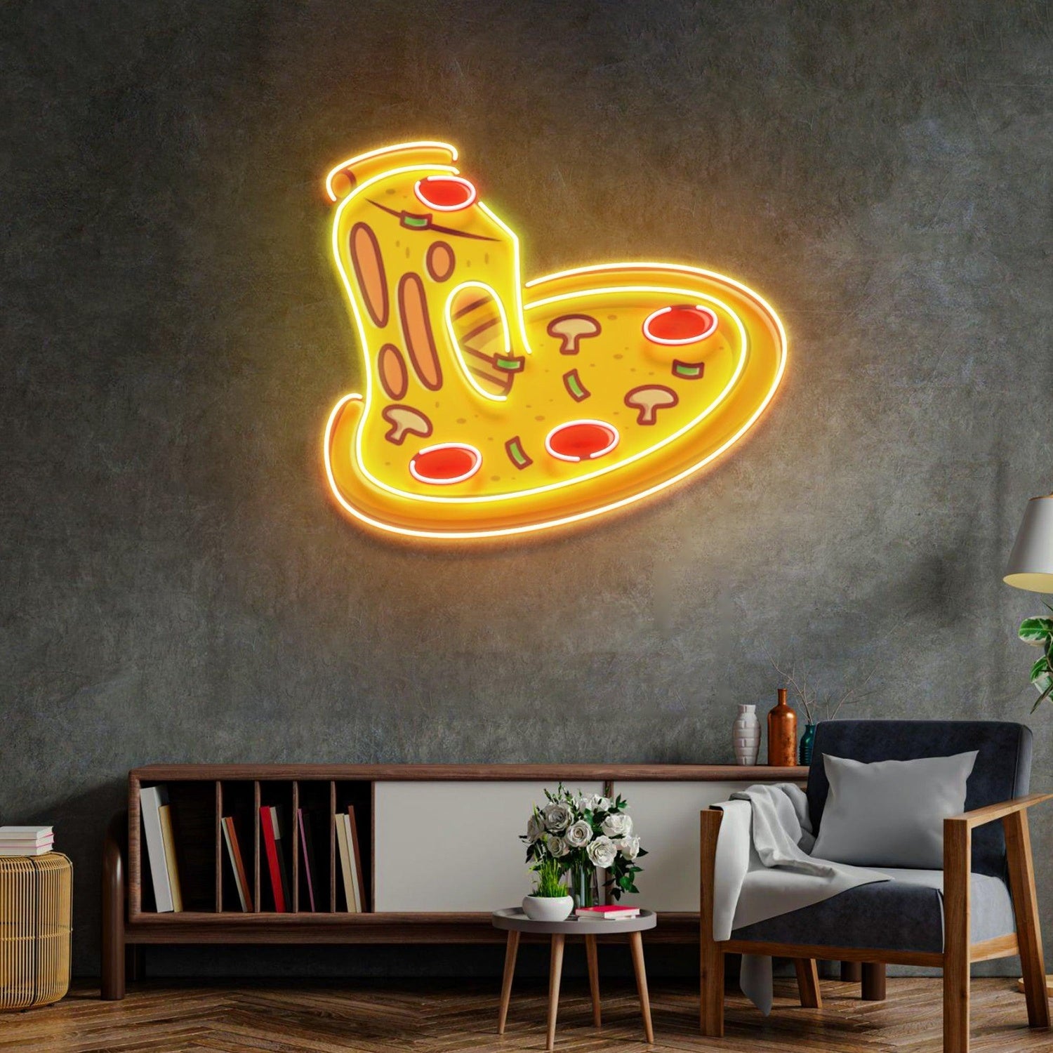 Pizza Slice Multicolor Uv Printed Led Neon Sign For Home And Restaurant Decor | Shineneon