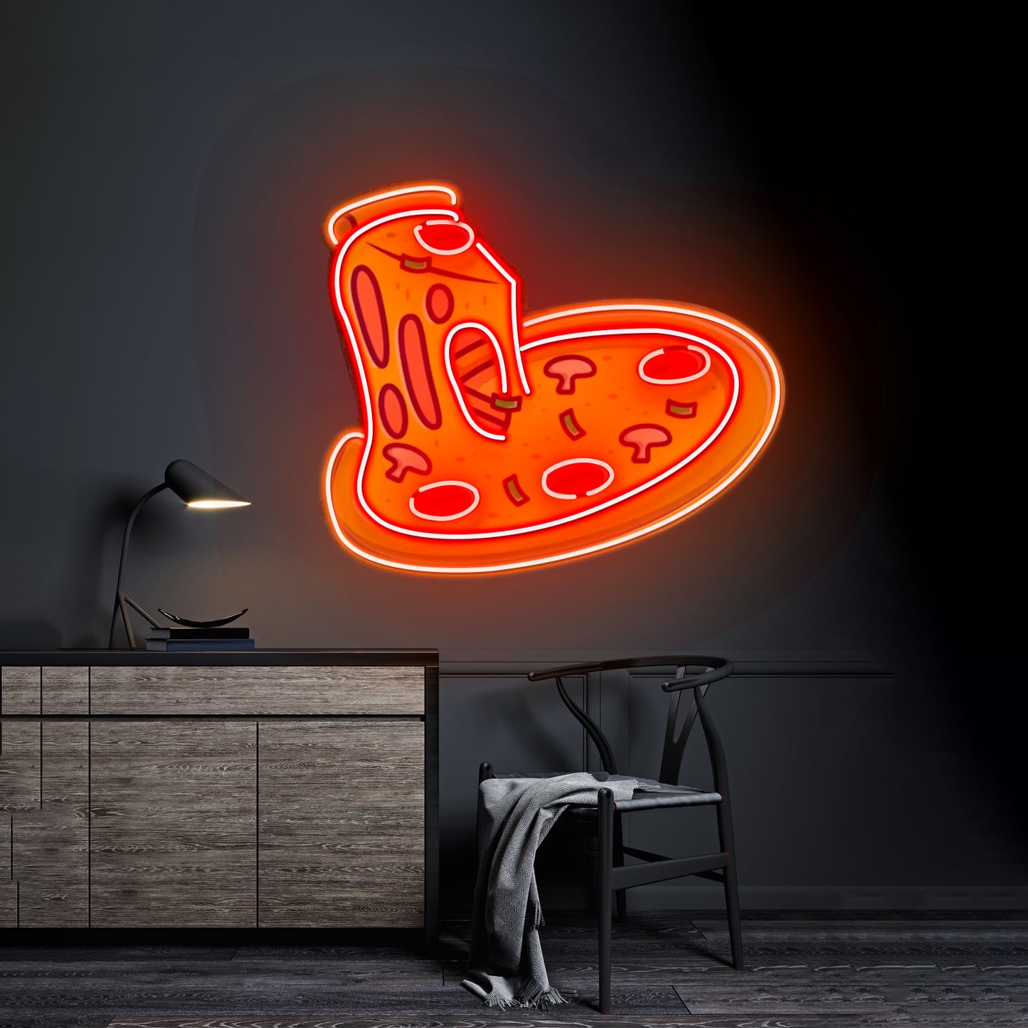 Pizza Slice Neon Acrylic Artwork