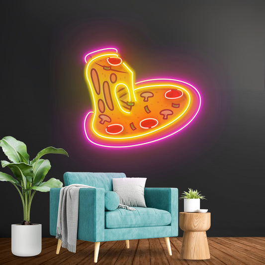 Pizza Slice Neon Acrylic Artwork