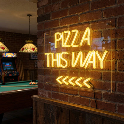 Pizza This Way Wall Decor LED Neon Sign - 03 Real Lifestyle Scene