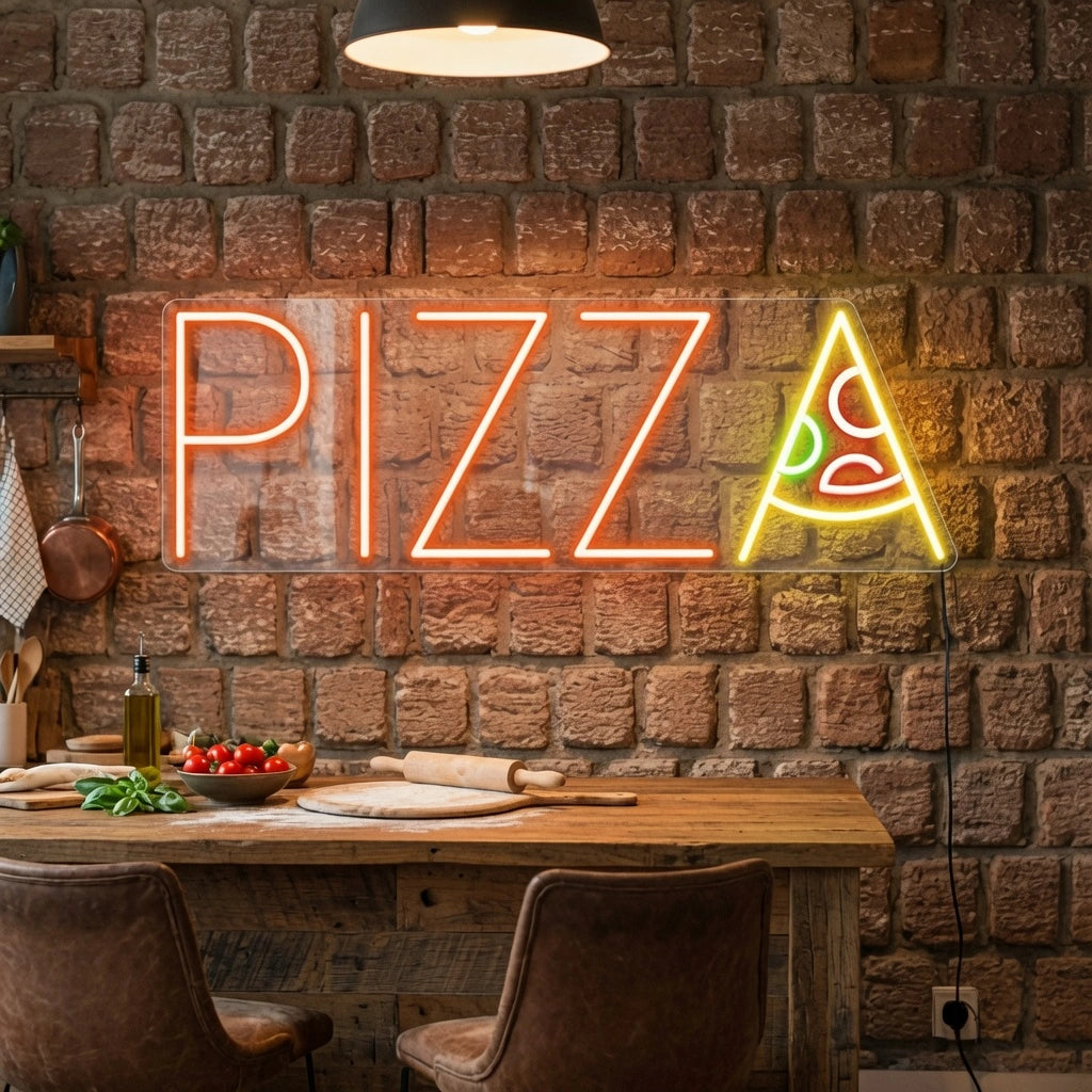 Pizza Wall Art LED Neon Sign - 03 Real Lifestyle Scene
