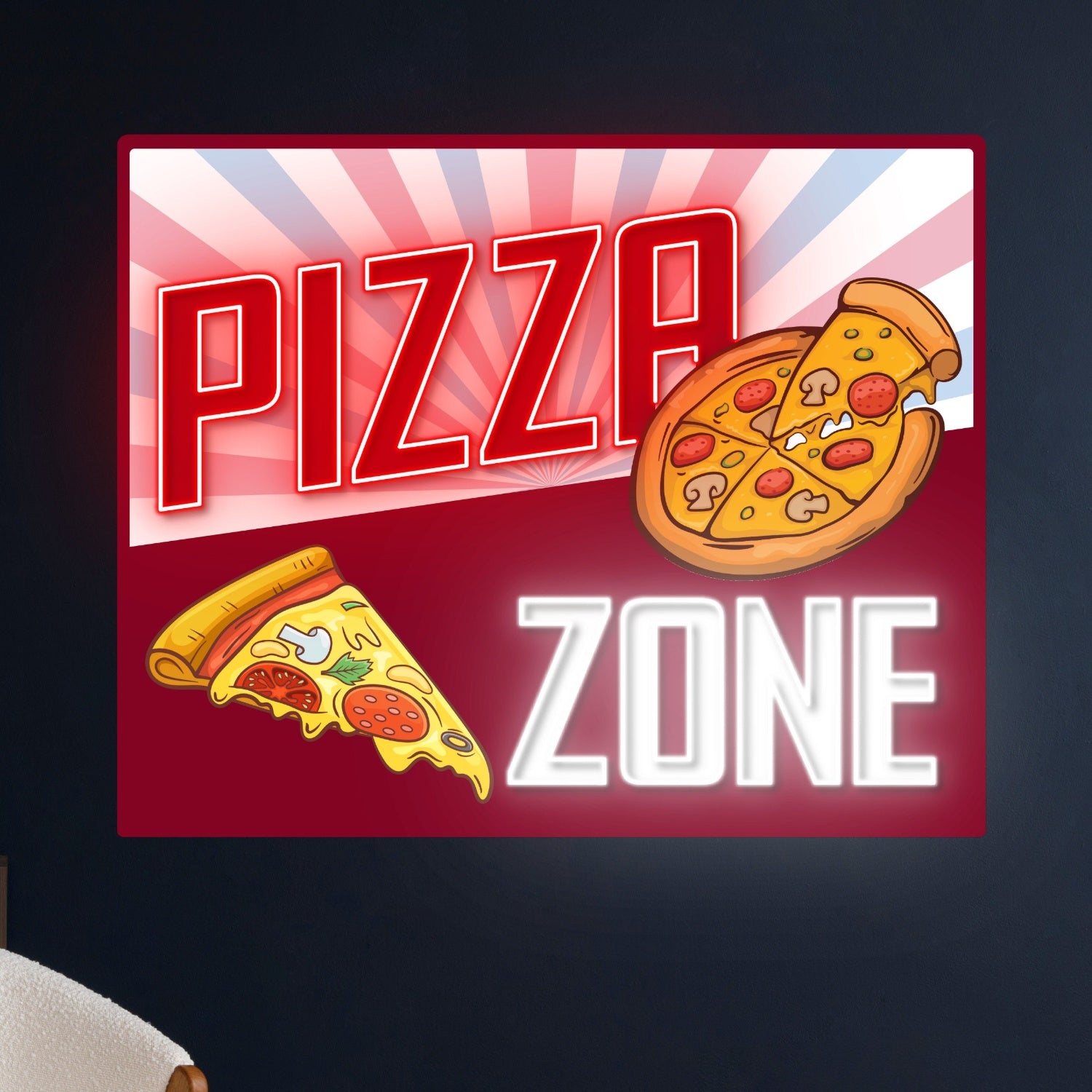 Pizza Zone Decal Printed Acrylic Pizza Led Neon Sign | Shineneon