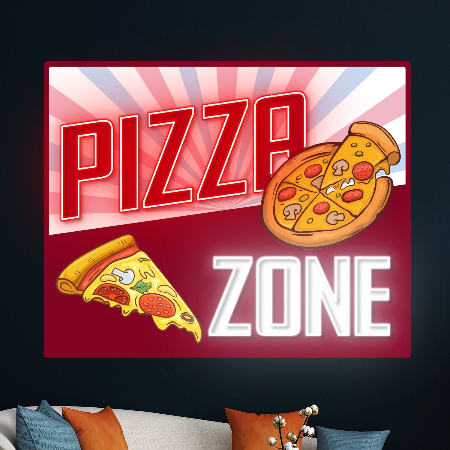 Pizza Zone Decal Printed Acrylic Pizza Led Neon Sign | Shineneon
