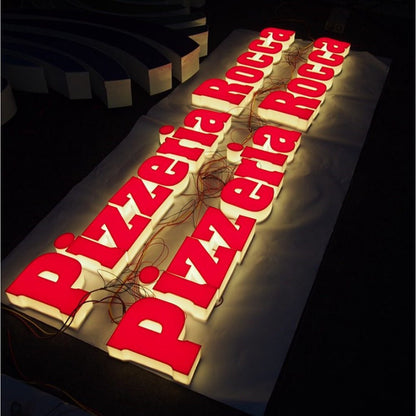 Pizzeria Rocca 3D Frontlit And Backlit Channel Letter Led Light Sign - Shineneon