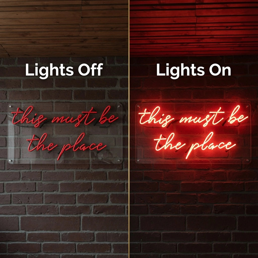 Place LED Neon Sign - 06 Day Night Comparison