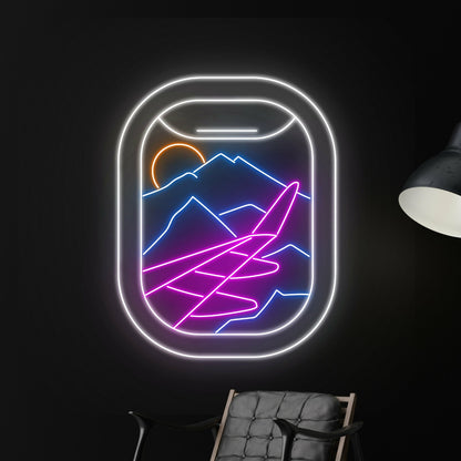 Plane Window View Mountain Led Neon Sign | Shineneon