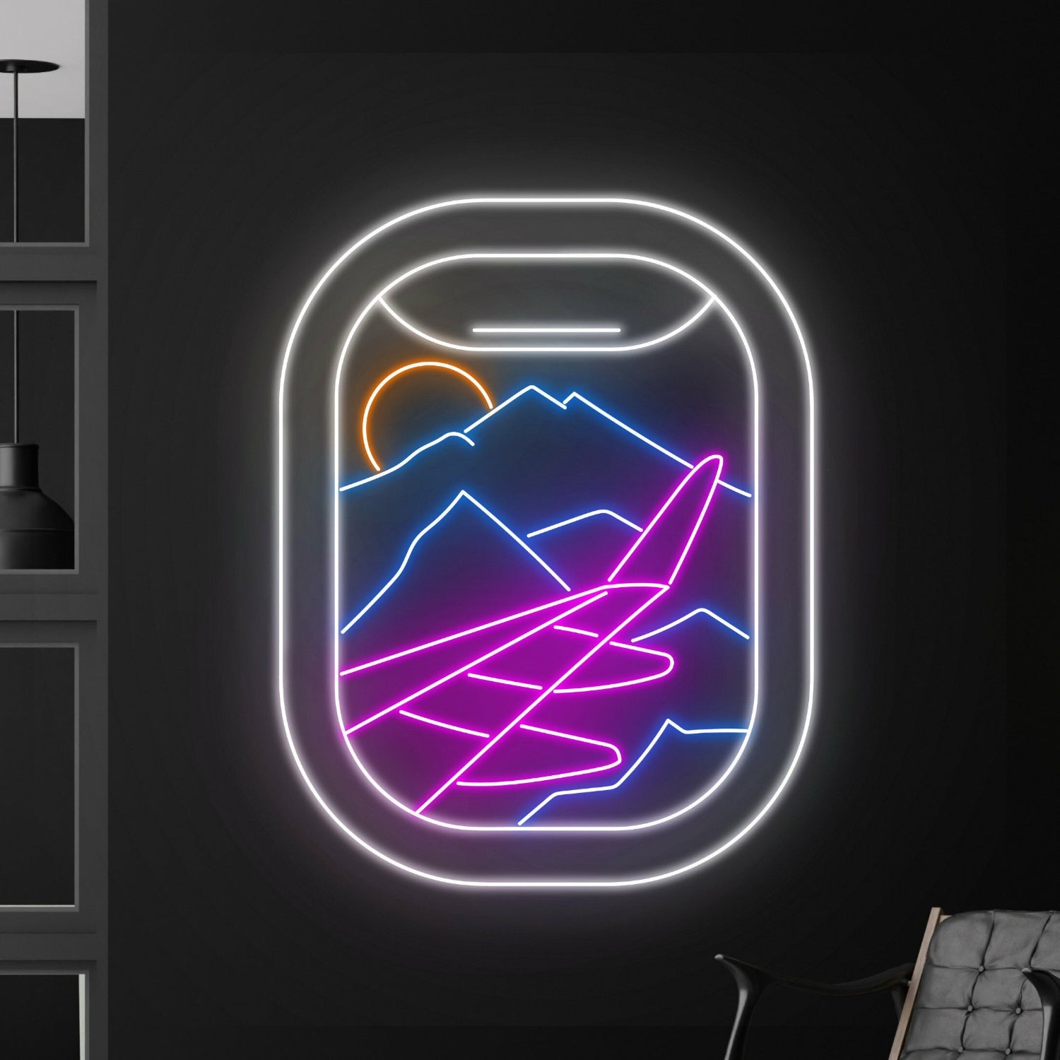 Plane Window View Mountain Led Neon Sign | Shineneon