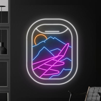 Plane Window View Mountain Led Neon Sign | Shineneon