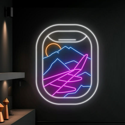 Plane Window View Mountain Led Neon Sign | Shineneon