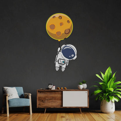 Planet Balloon Moon Astronaut Uv Printed Led Neon Sign For Kids Room Decor | Shineneon