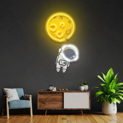 Planet Balloon Moon Astronaut Uv Printed Led Neon Sign For Kids Room Decor | Shineneon